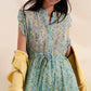 Mini dress with ruffle trims in vintage floral in green Szua Store