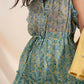 Mini dress with ruffle trims in vintage floral in green Szua Store