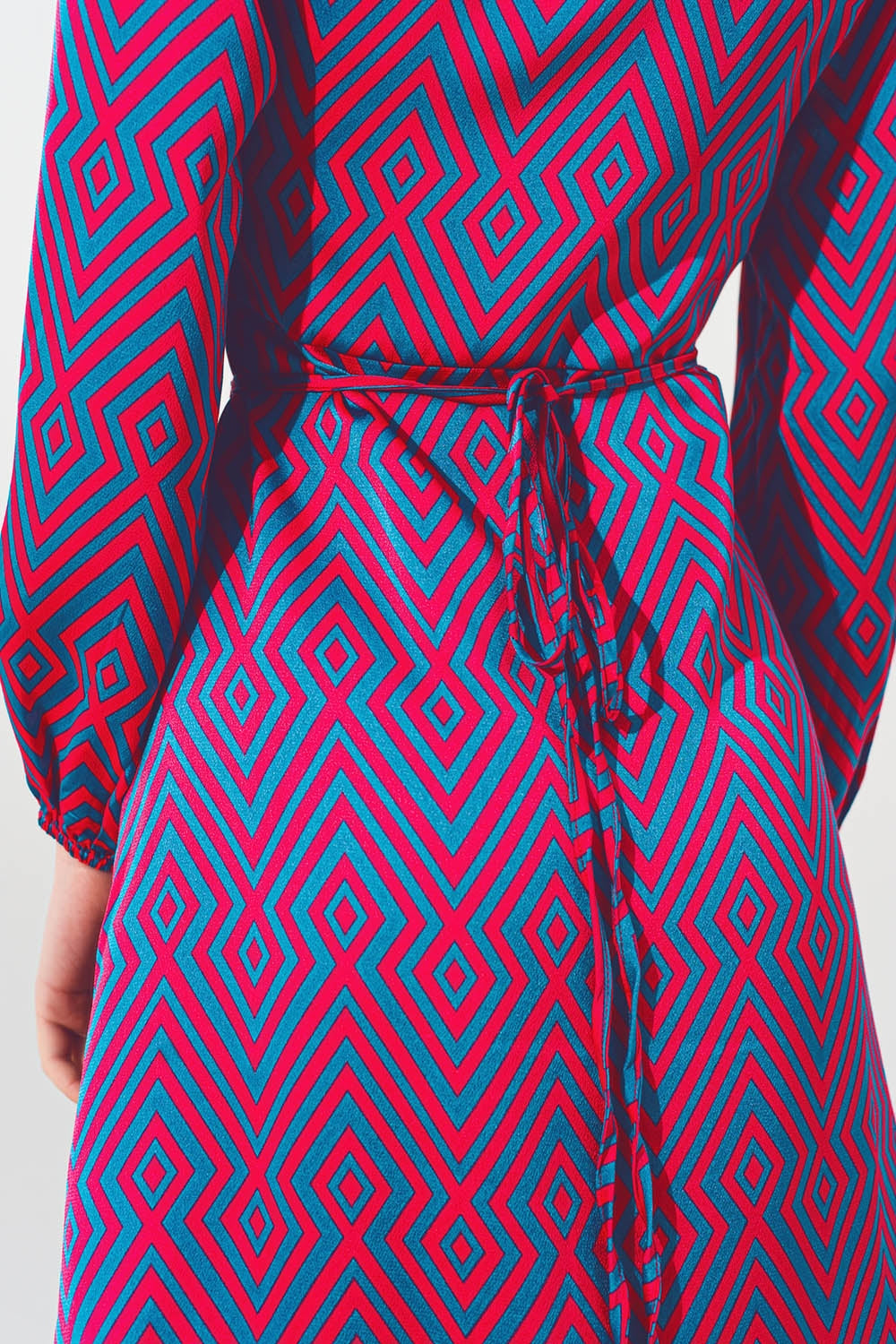 Mini V Neck Wrap Dress with Geometric Print - Szua Store