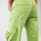 Mint green cargo pants with elasticated waist and hem - Szua Store