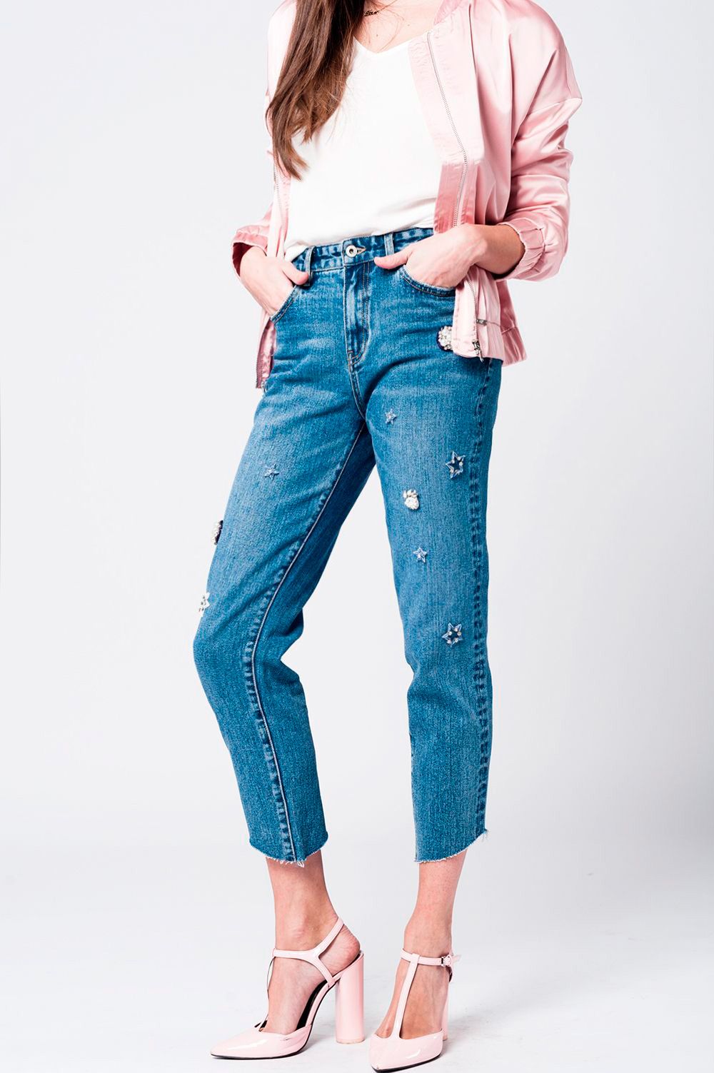 Mom jeans with embroidered stars Szua Store