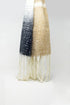 Q2 Multi Colored Chunky Knit Scarf in Shades of Beige Stripes