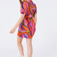 Multicolor Printed Wrap Mini Dress in Pink - Szua Store