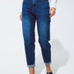 Q2 Mum Jean in Medium Wash With Folded Hem