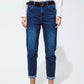 Mum Jean in Medium Wash With Folded Hem