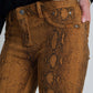 Mustard super skinny reversible pants with snake print Szua Store
