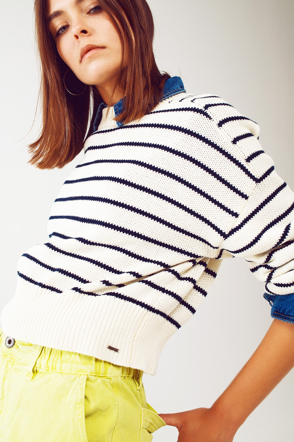 Q2 navy striped slouchy jumper