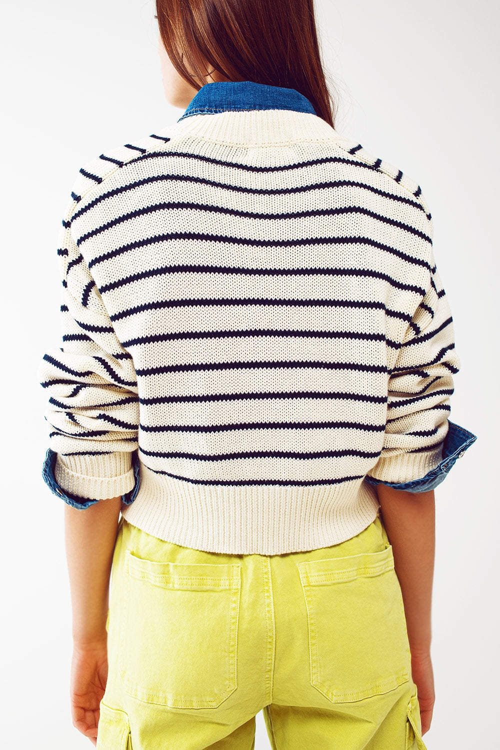 Navy striped slouchy jumper - Szua Store