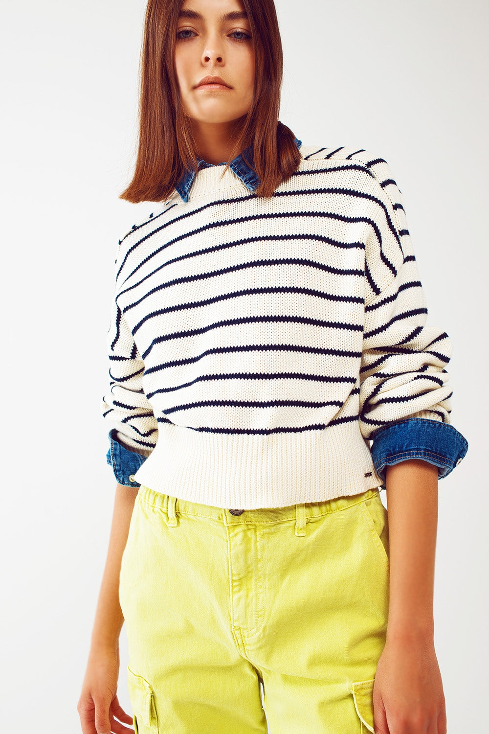 Navy striped slouchy jumper - Szua Store