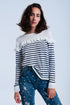 Navy striped sweater with ruffles Szua Store