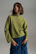 Q2 olive green soft ribbed turtleneck jumper