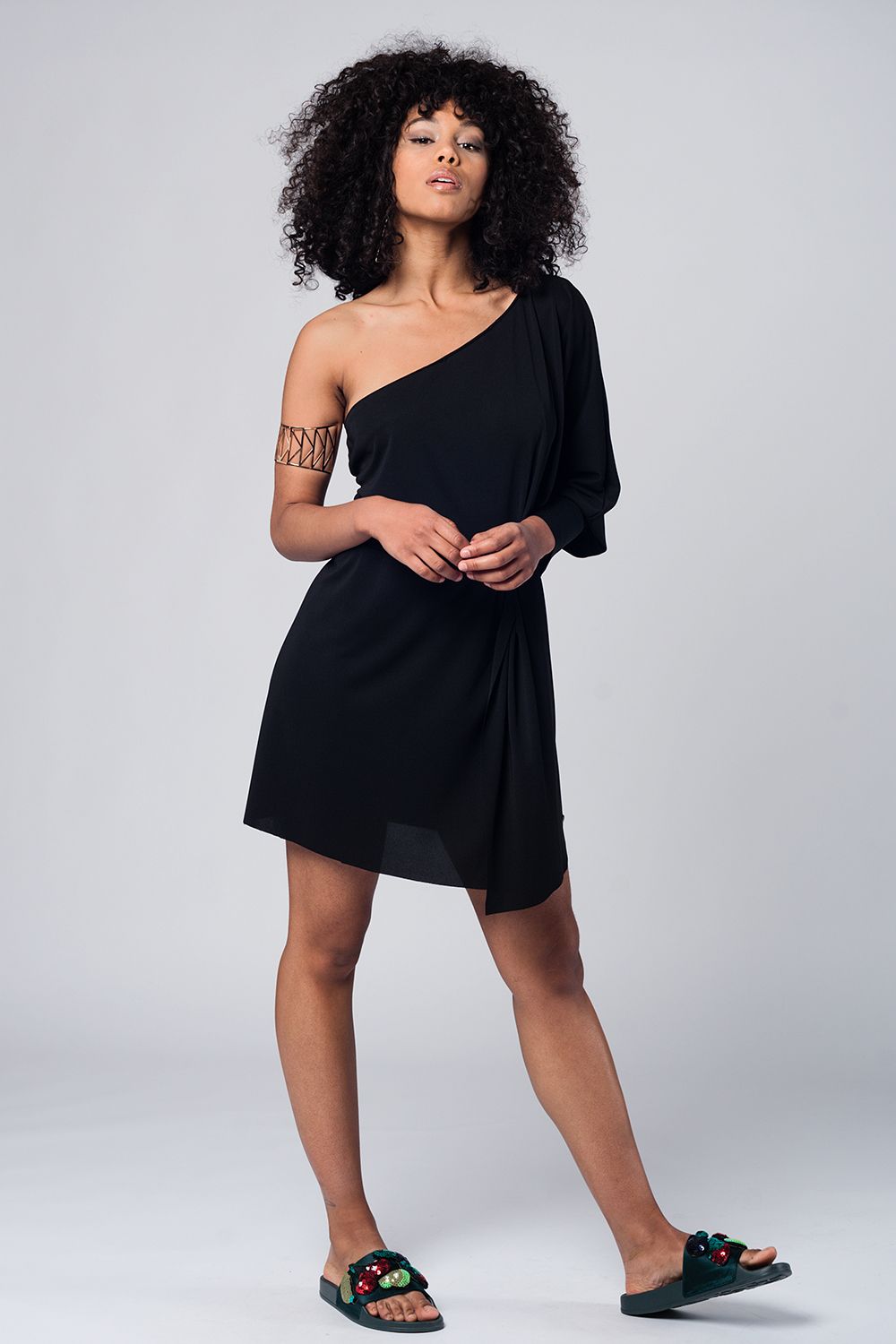 One shoulder black dress Szua Store