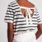 Open back lace up stripes jumper in navy Szua Store