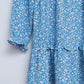 Open back mini tea dress in blue floral Szua Store