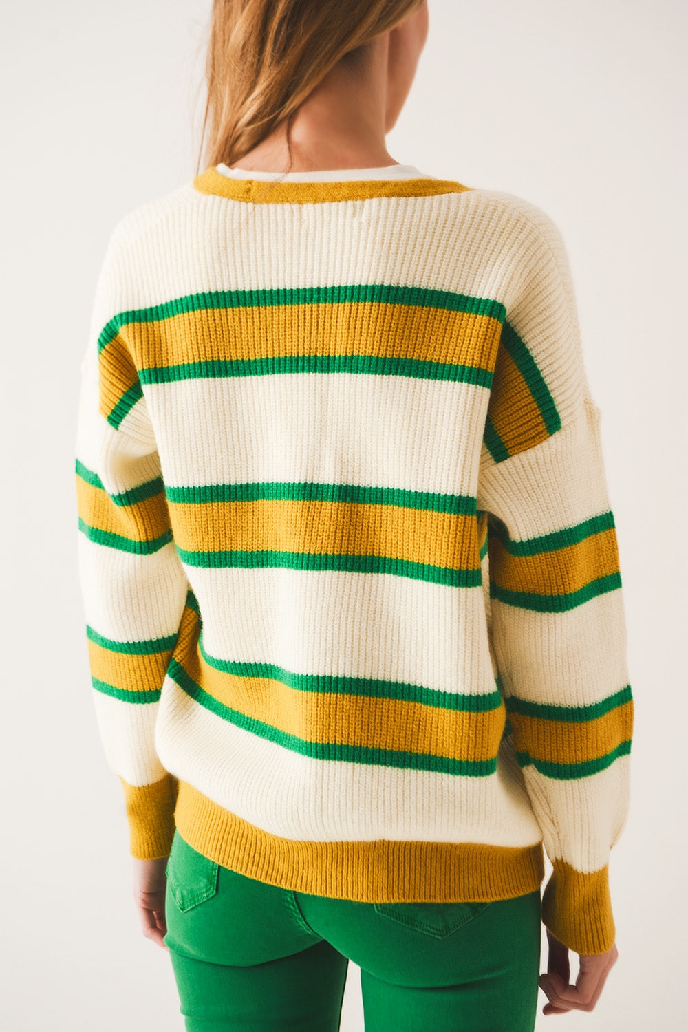 Open front cardi in yellow stripe - Szua Store