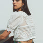 Q2 Open Knitted V Neck Cropped Top in White