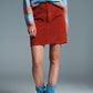 Orange corduroy miniskirt with pockets