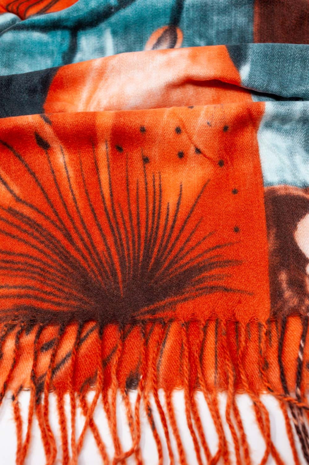 orange flower print scarf Szua Store