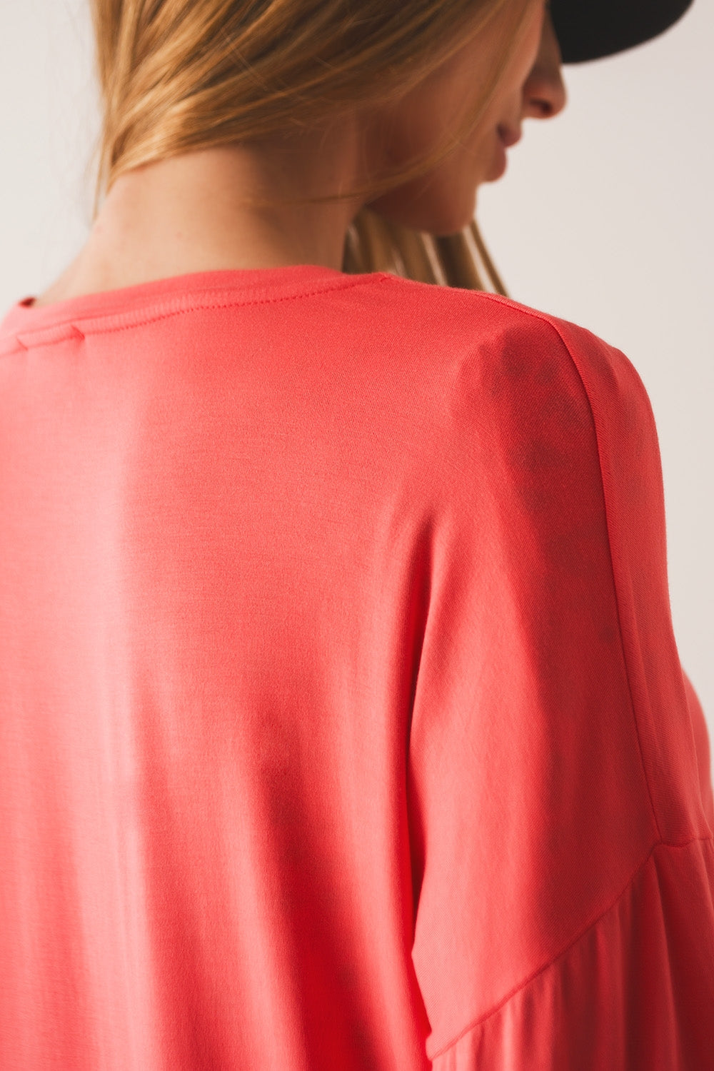 Orange long sleeve v neck top in modal - Szua Store