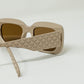 Oval Sunglasses With Smoke Lens In Beige - Szua Store