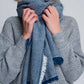 Q2 Oversized blue frayed scarf