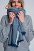 Q2 Oversized blue frayed scarf