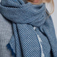 Oversized blue frayed scarf