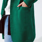 Oversized collar maxi cardigan in green