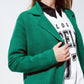 Oversized collar maxi cardigan in green