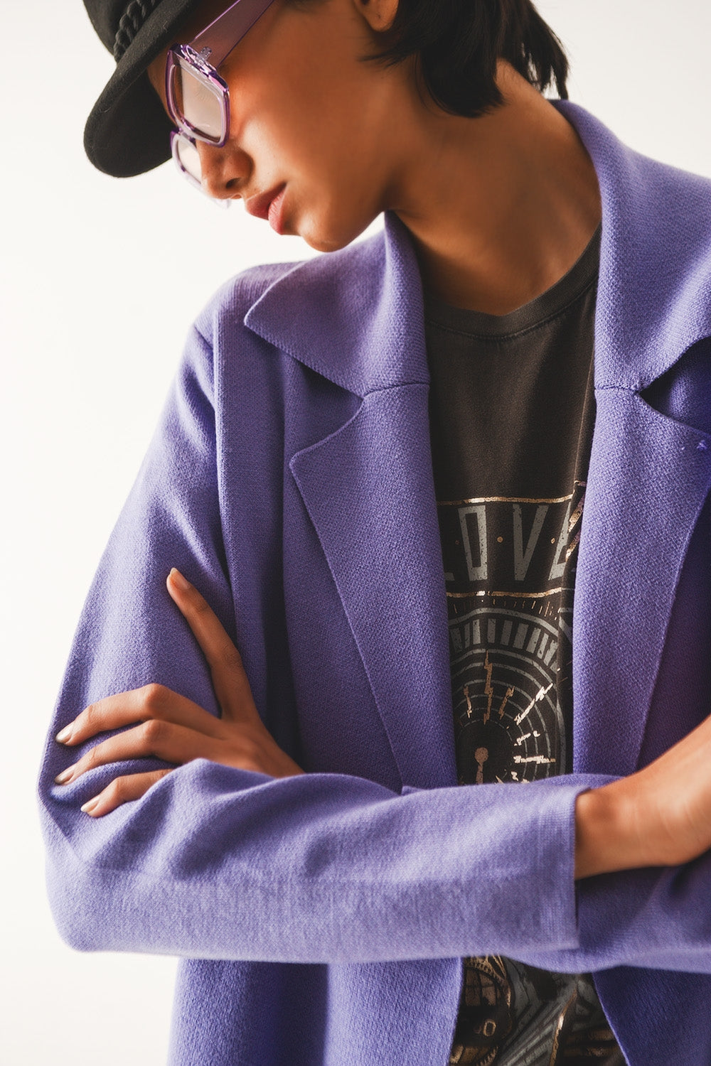 Oversized collar maxi cardigan in purple - Szua Store