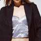 Oversized Cropped Blazer Vichy Design And Metallic Details In Black