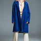 Q2 Oversized Denim Coat With Wide Collar in Mid Wash