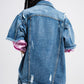 Oversized distressed short sleeves denim jacket Szua Store