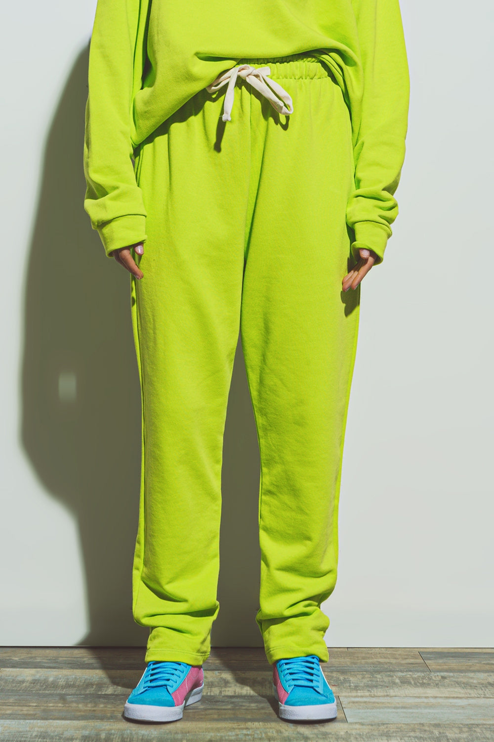 Q2 Oversized Jogger with Tie Waist in lime