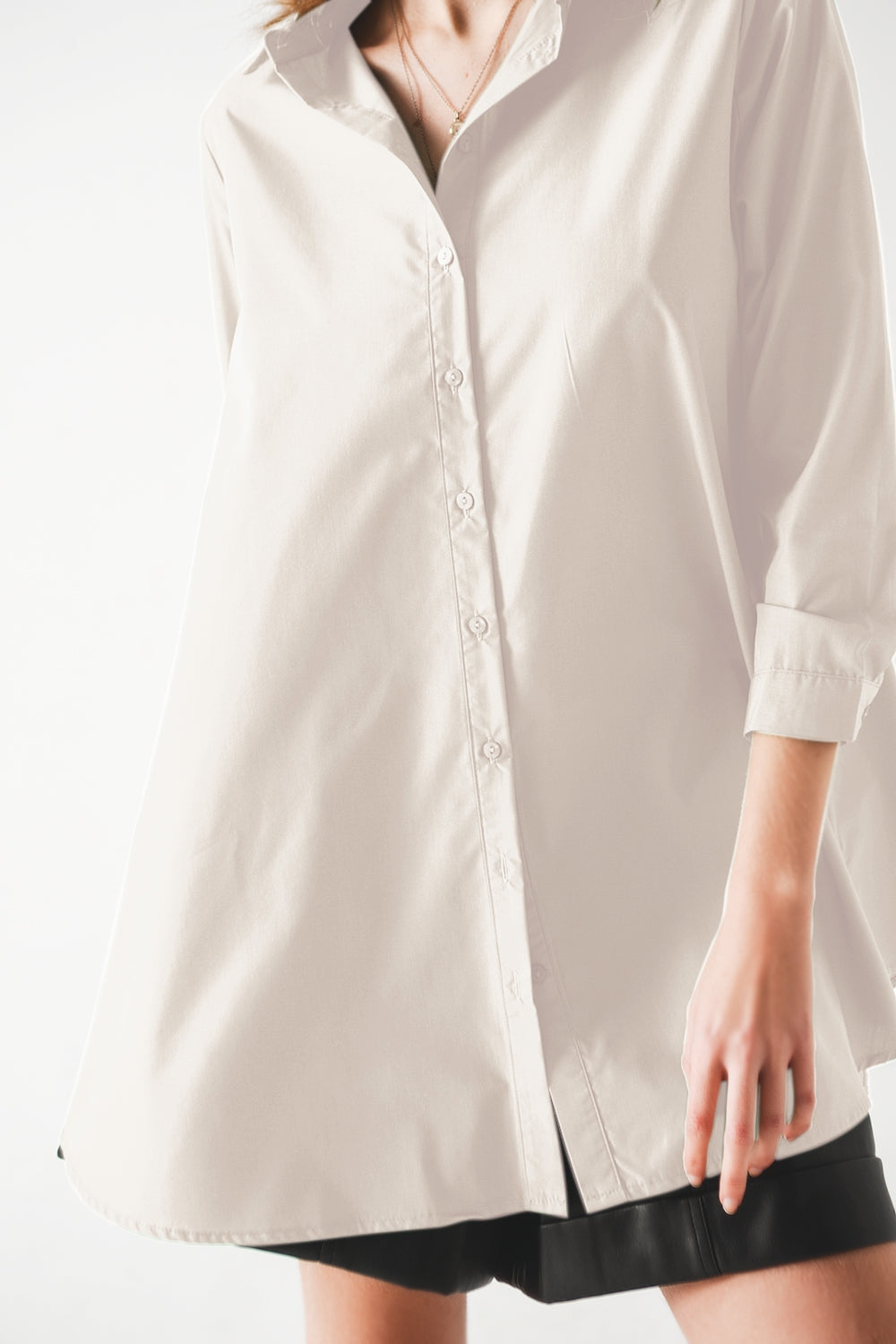 Oversized Poplin A-line Shirt in White - Szua Store