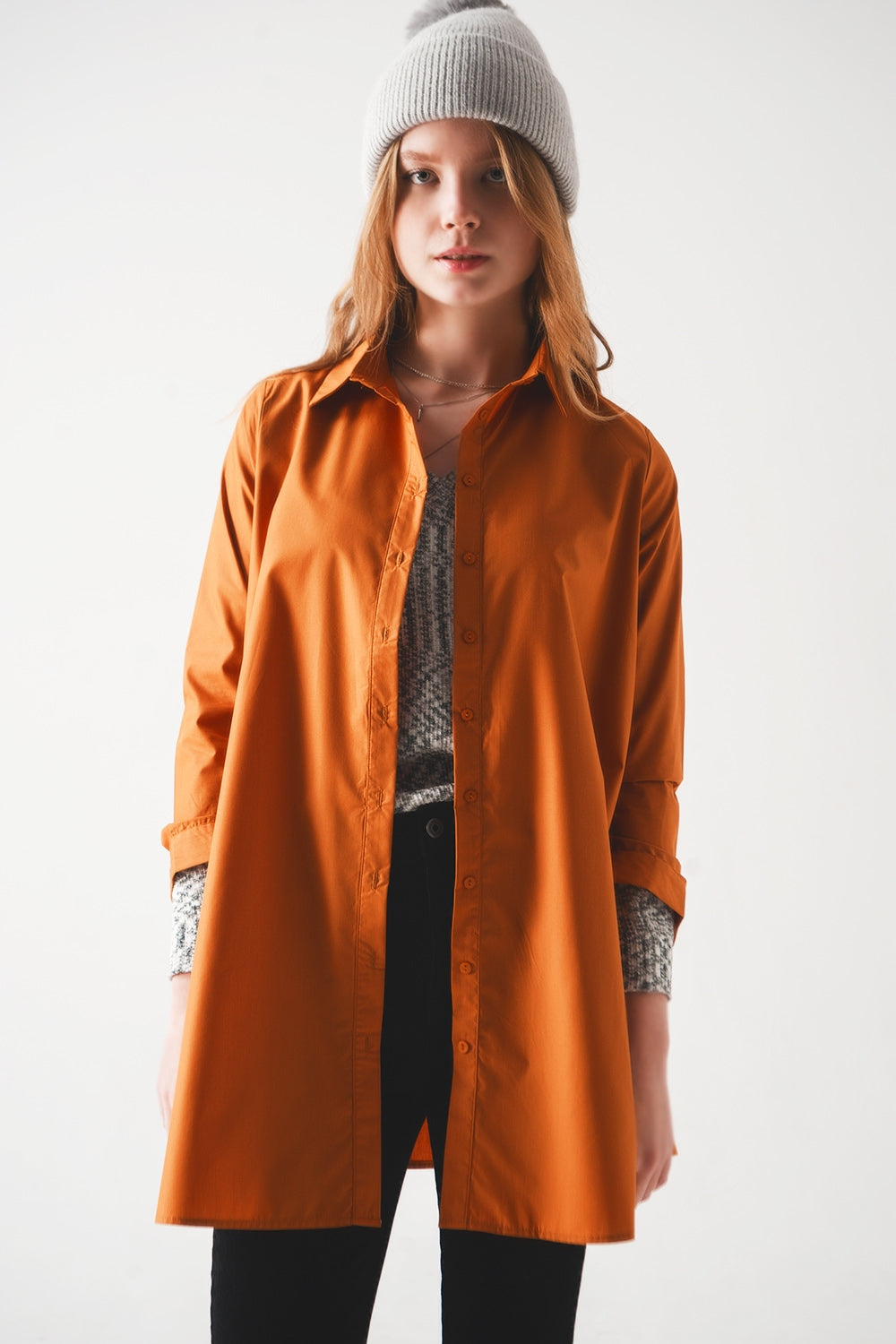 Oversized poplin shirt in rust Szua Store