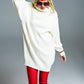 Q2 Oversized Ribbed Knit dress With Turtle Neck in Cream