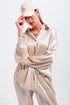 Q2 Oversized satin shirt in champagne