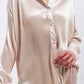 Oversized satin shirt in champagne - Szua Store