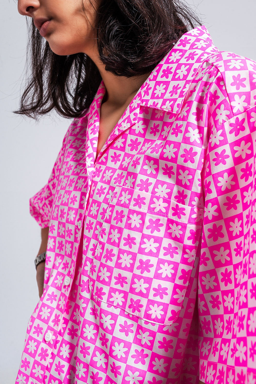 Oversized short sleeve shirt in bright pink Szua Store