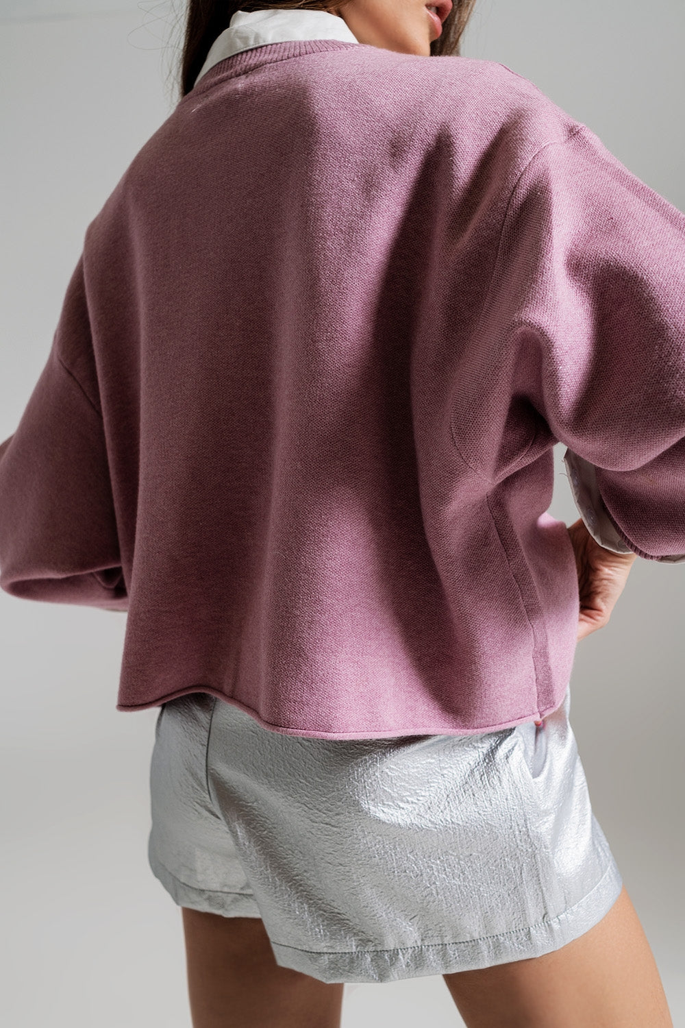 Oversized Sweater With Boatneck in Dusty Pink - Szua Store