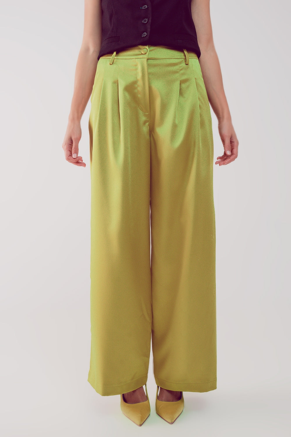 Palazzo pleated pants in acid lime Szua Store