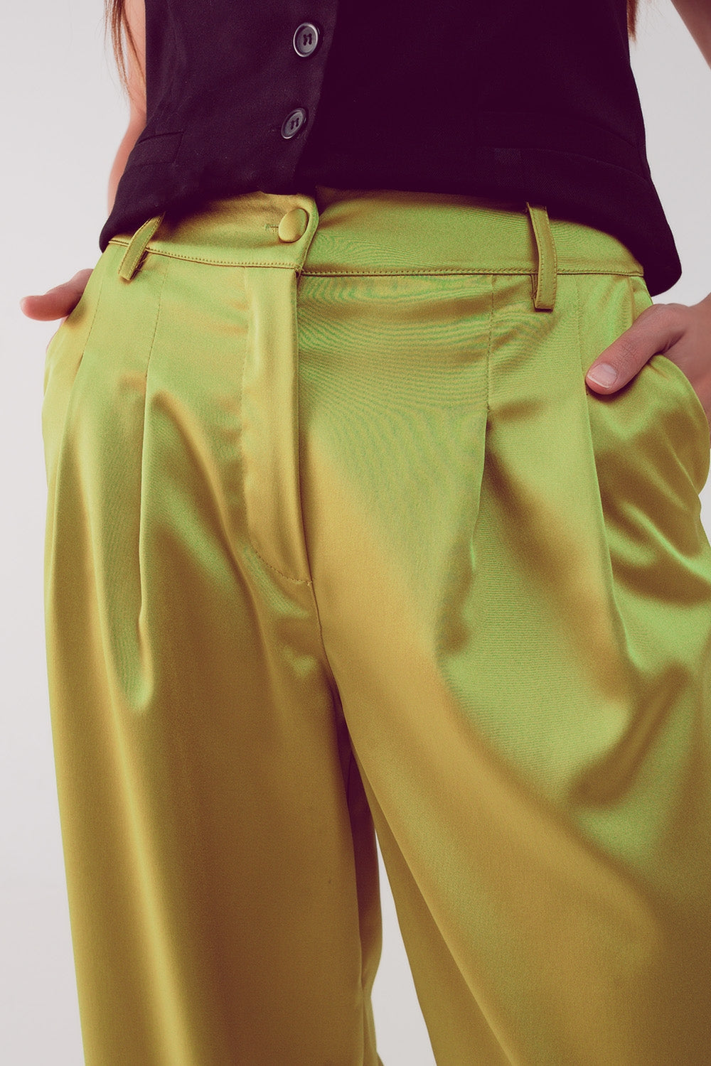 Palazzo pleated pants in acid lime Szua Store