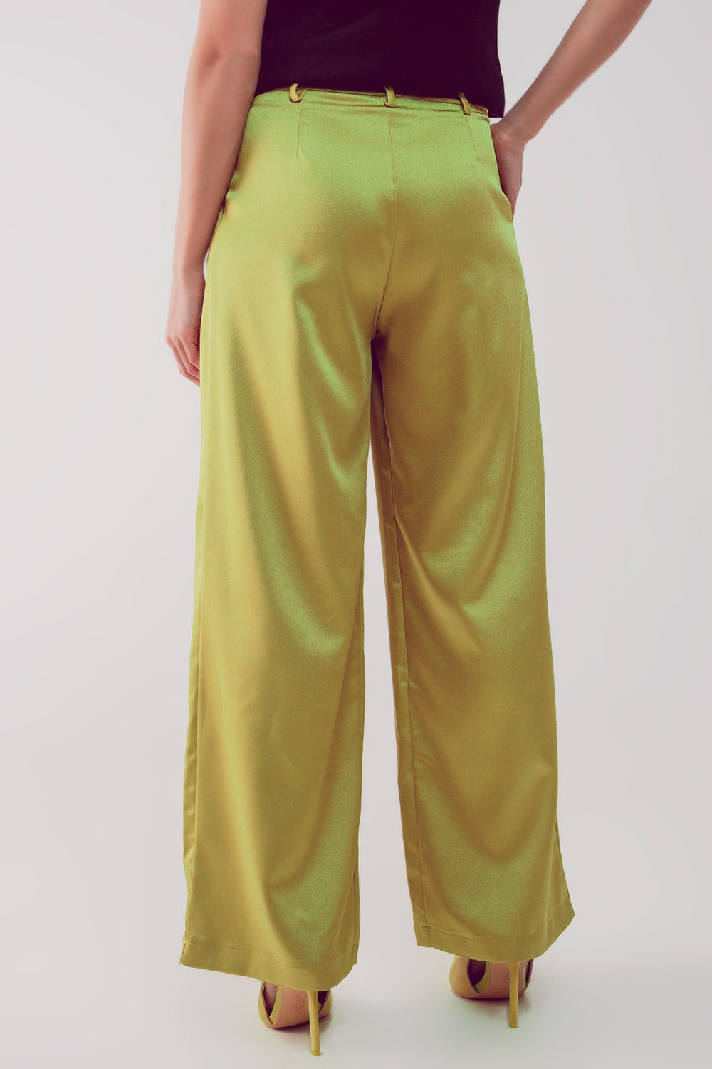 Palazzo pleated pants in acid lime Szua Store