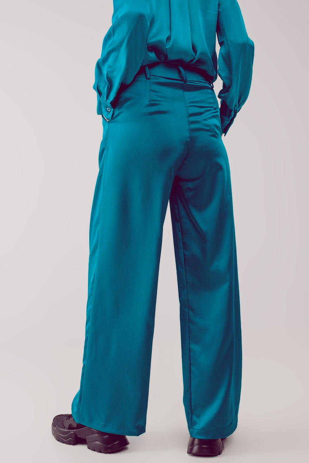 Palazzo pleated pants in turquoise Szua Store