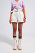 Paperbag denim short in optic white Szua Store