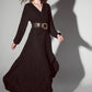 Q2 Party Long sleeve maxi dress with glitter in black