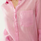 Pink chiffon shirt with long sleeves and one chest pocket