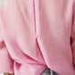 Pink chiffon shirt with long sleeves and one chest pocket