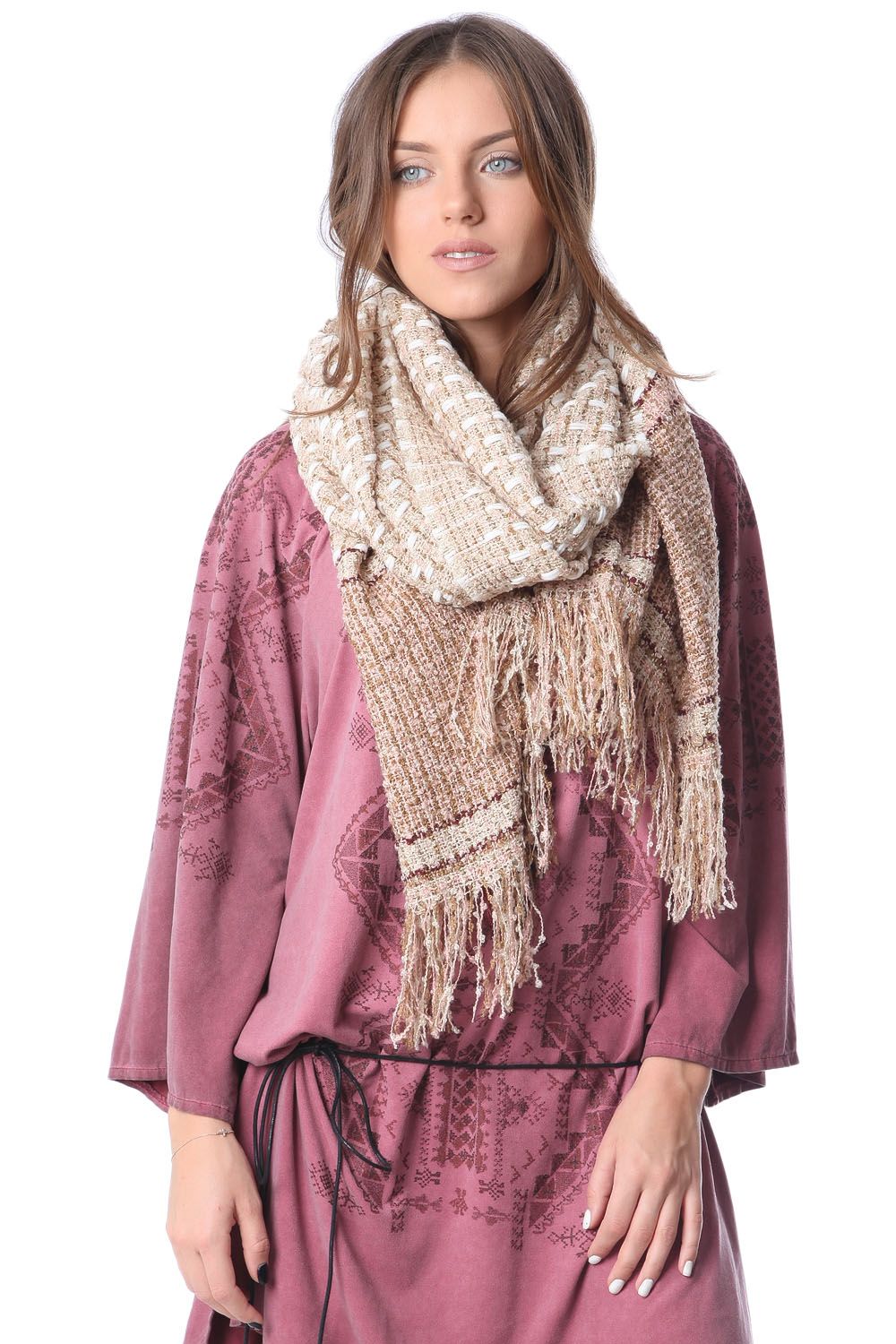 Q2 Pink knitt scarf with fleck